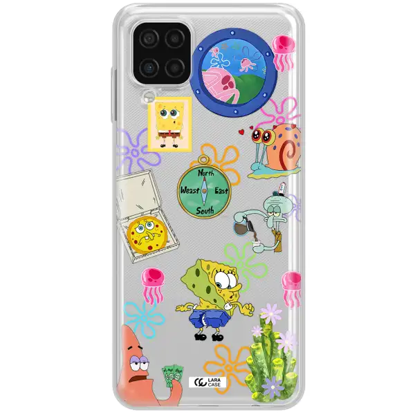 a collection of cartoon characters Samsung A12 4g Clear TPU Case