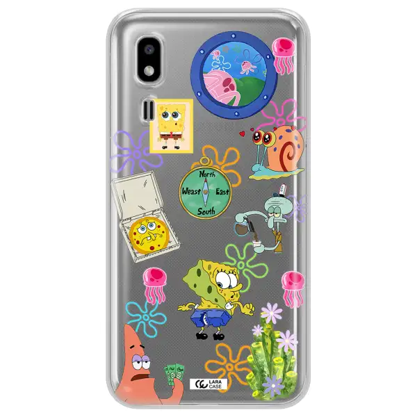 a collection of cartoon characters Samsung A2 Core Clear TPU Case