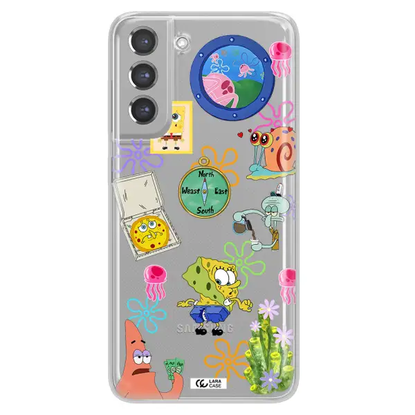 a collection of cartoon characters Samsung A21 Fe Clear TPU Case