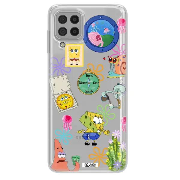 a collection of cartoon characters Samsung A22 4g Clear TPU Case