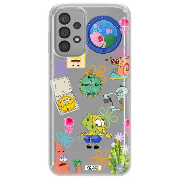 a collection of cartoon characters Samsung A23 Clear TPU Case
