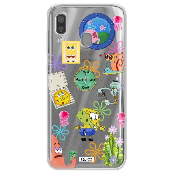 a collection of cartoon characters Samsung A30 Clear TPU Case