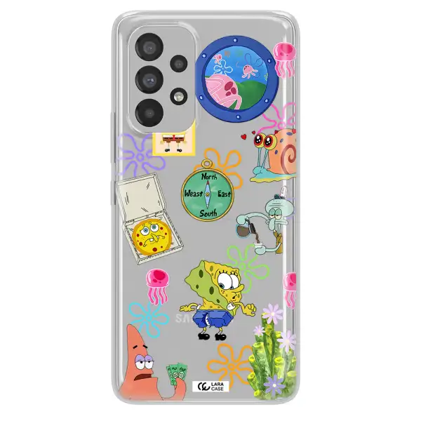 a collection of cartoon characters Samsung A53 Clear TPU Case