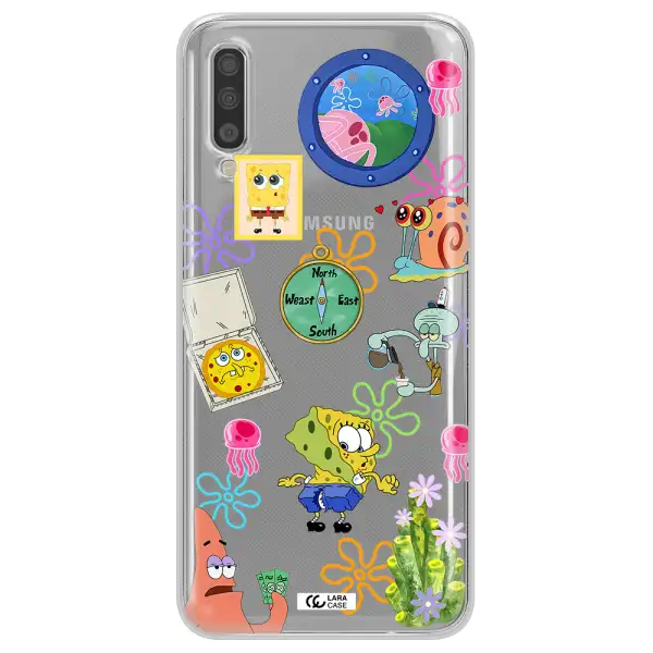 A Collection Of Cartoon Characters Samsung A70S Clear Tpu Case
