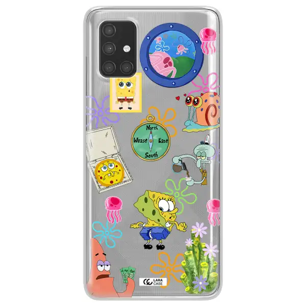 a collection of cartoon characters Samsung A71 Clear TPU Case