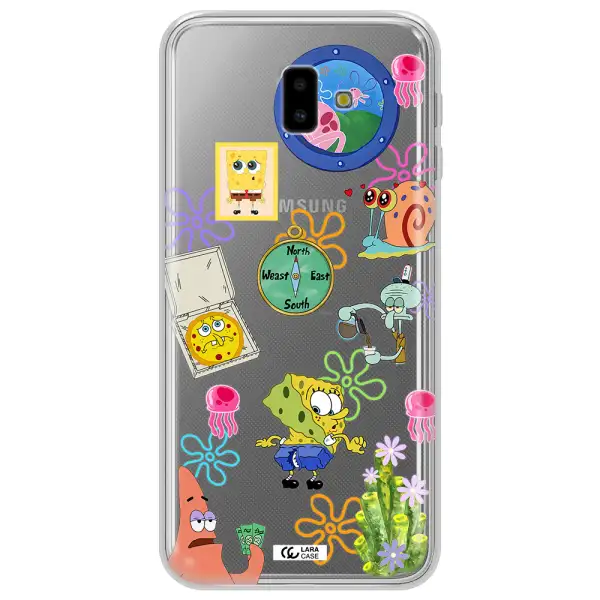 a collection of cartoon characters Samsung J6 Plus Clear TPU Case
