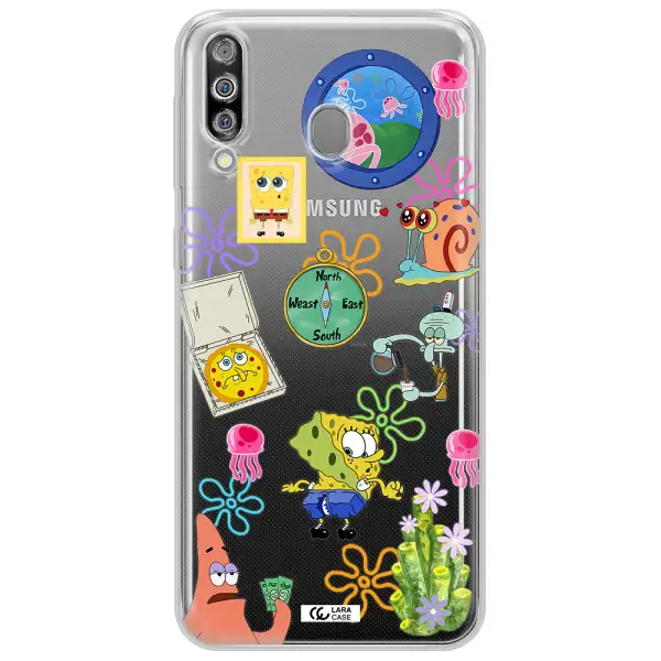 a collection of cartoon characters Samsung M30 Clear TPU Case
