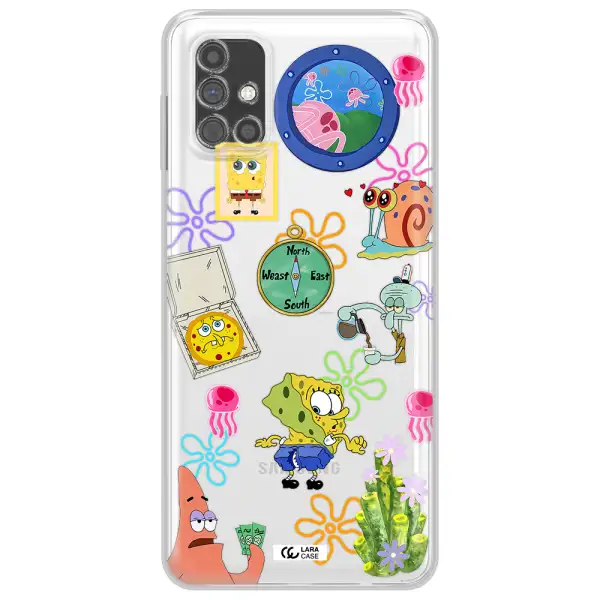 a collection of cartoon characters Samsung M51 Clear TPU Case