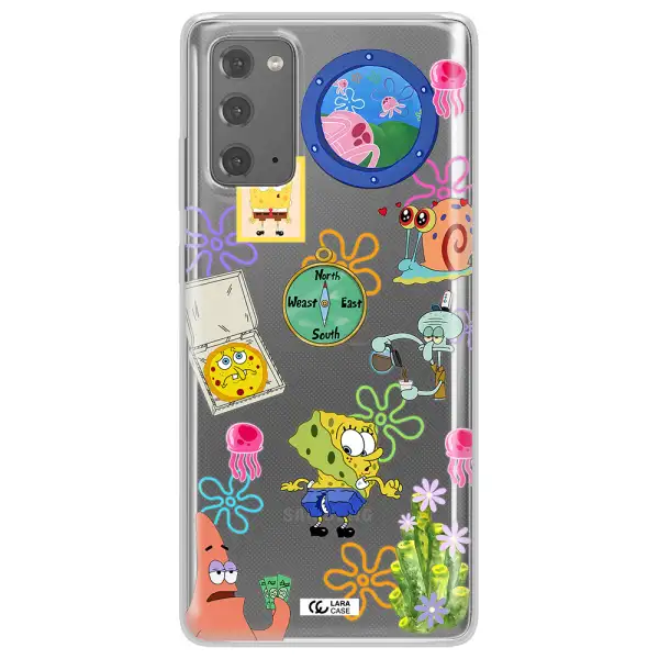 a collection of cartoon characters Samsung Note 20 Clear TPU Case