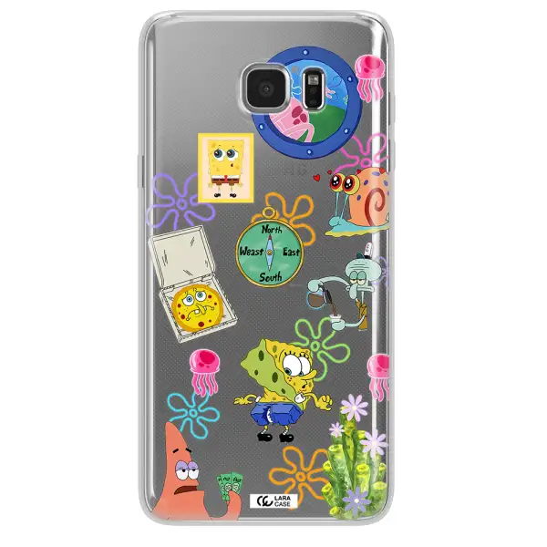 a collection of cartoon characters Samsung Note 5 Clear TPU Case