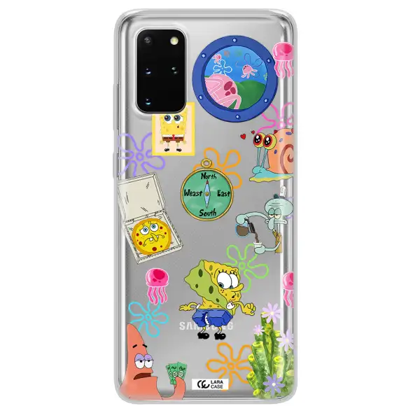 a collection of cartoon characters Samsung S 20 Plus Clear TPU Case
