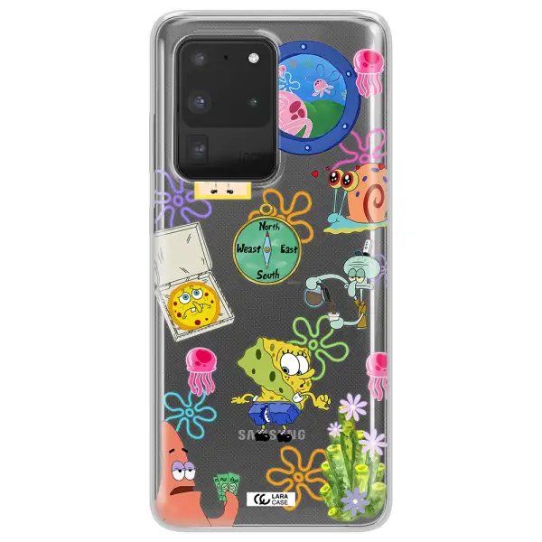 a collection of cartoon characters Samsung S20 Ultra Clear TPU Case