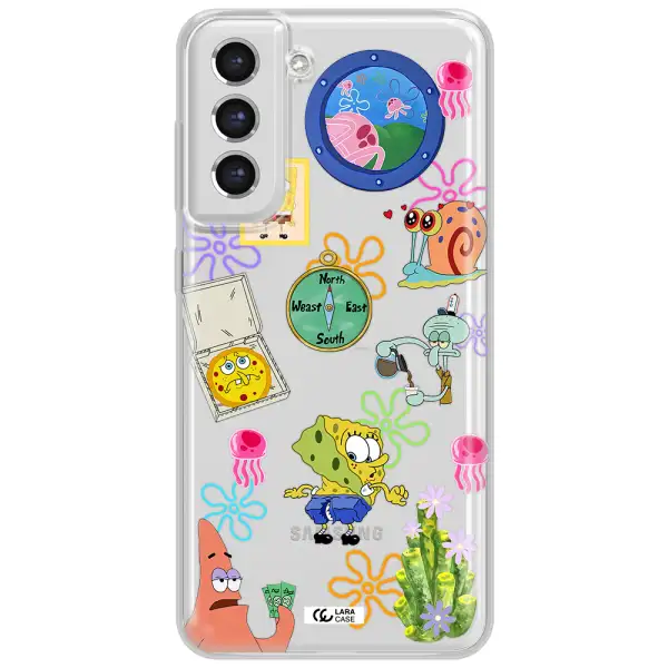 A Collection Of Cartoon Characters Samsung S21 Fe Clear Tpu Case