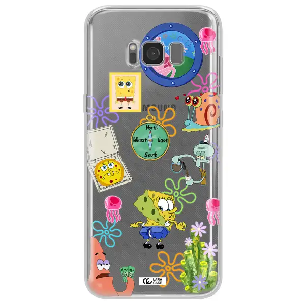 a collection of cartoon characters Samsung S8 Clear TPU Case