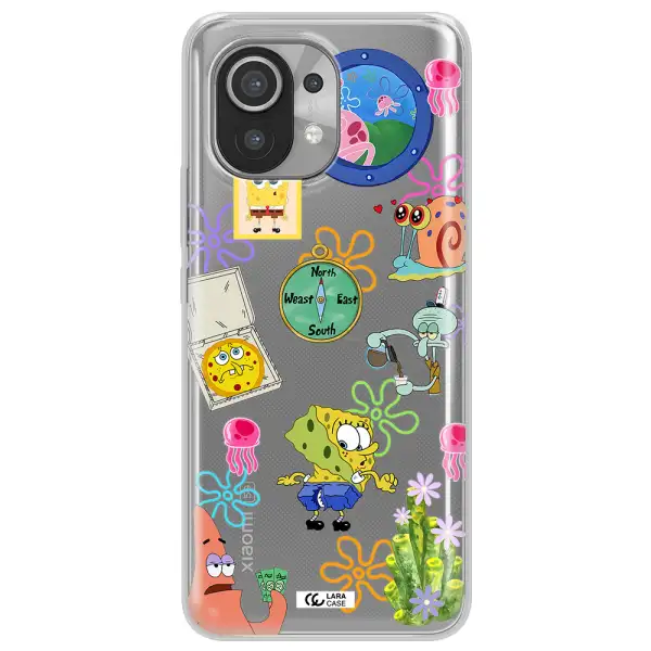 a collection of cartoon characters Xiaomi Mi 11 Clear TPU Case