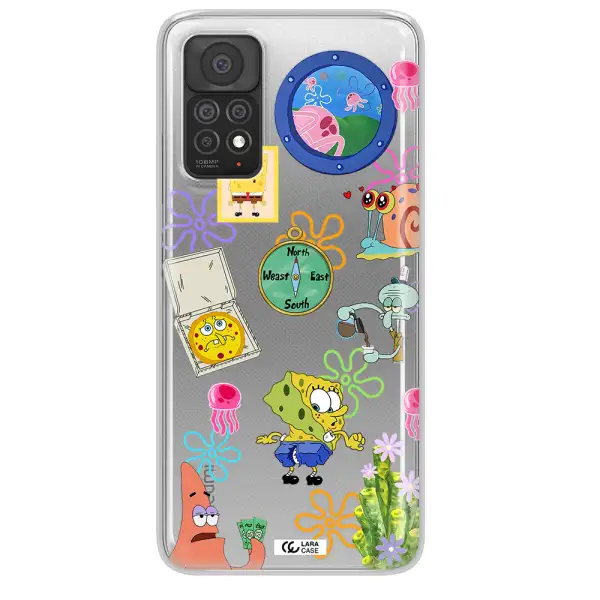 a collection of cartoon characters Xiaomi Note 11 Pro Clear TPU Case