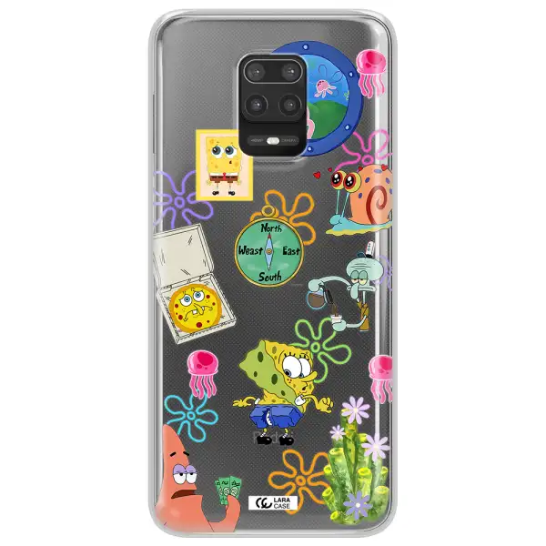 a collection of cartoon characters Xiaomi Note 9S Clear TPU Case
