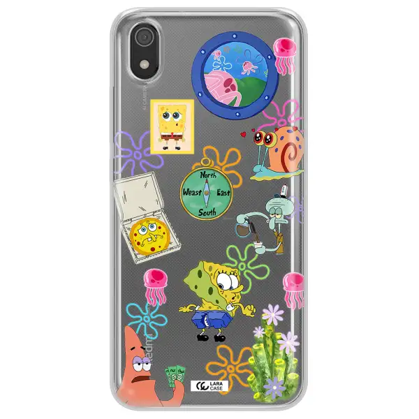 a collection of cartoon characters Xiaomi Redmi 7A Clear TPU Case