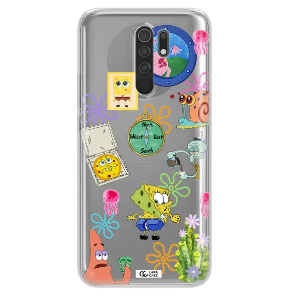 a collection of cartoon characters Xiaomi Redmi 9 Clear TPU Case
