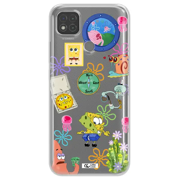 a collection of cartoon characters Xiaomi Redmi 9C Clear TPU Case