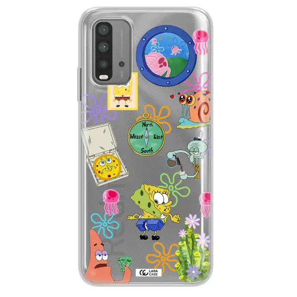a collection of cartoon characters Xiaomi Redmi 9T Clear TPU Case