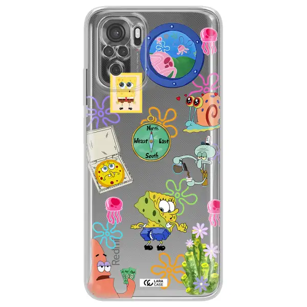 A Collection Of Cartoon Characters Xiaomi Redmi Note 10S Clear Tpu Case