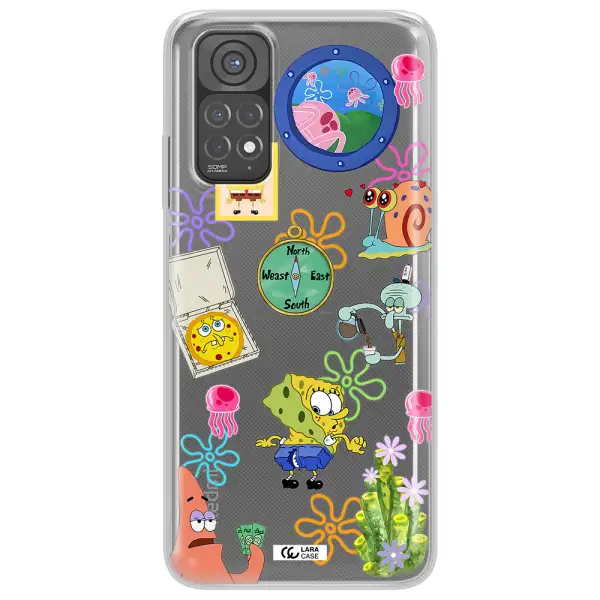 a collection of cartoon characters Xiaomi Redmi Note 11 Clear TPU Case