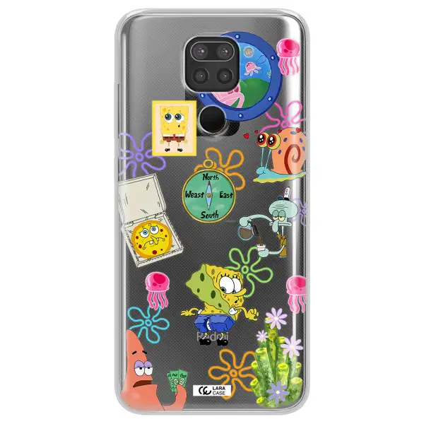 a collection of cartoon characters Xiaomi Redmi Note 9 Clear TPU Case