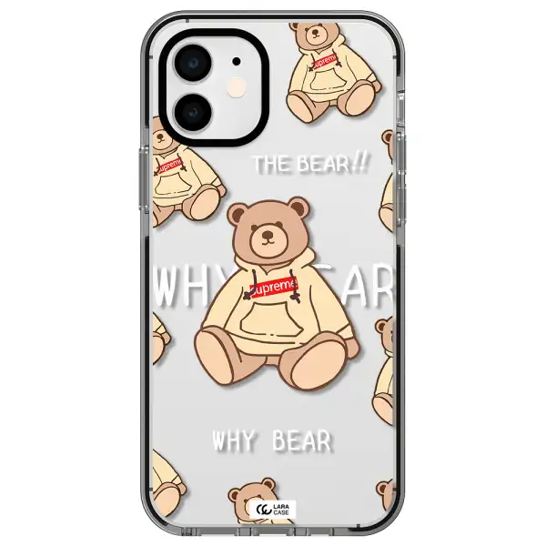 a pattern of a teddy bear Apple iPhone 11 impact black border Case