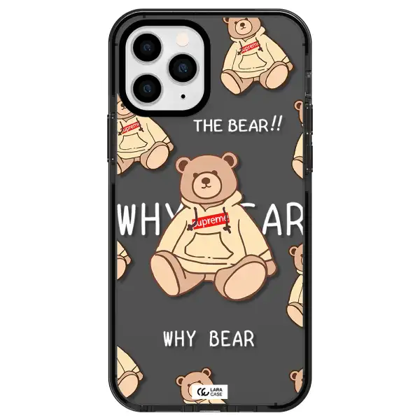a pattern of a teddy bear Apple iPhone 11 pro max impact Smoke Black Case