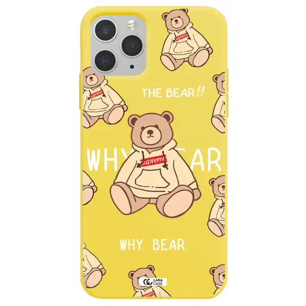 a pattern of a teddy bear Apple iPhone 11 pro max Silicone canary yellow Case