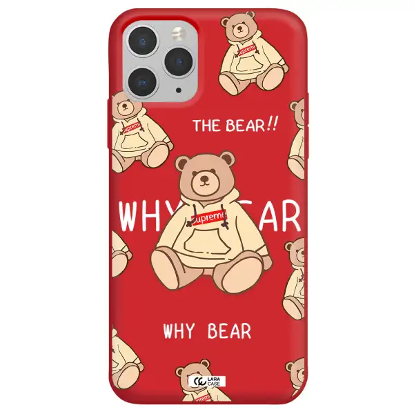 a pattern of a teddy bear Apple iPhone 11 pro Silicone Imperial Red Case
