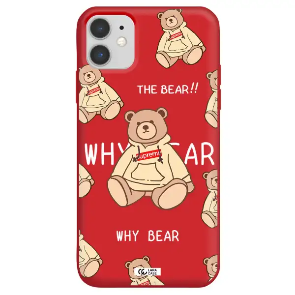 a pattern of a teddy bear Apple iPhone 11 Silicone Imperial Red Case