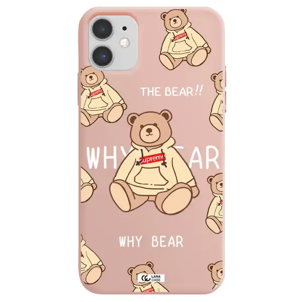a pattern of a teddy bear Apple iPhone 11 Silicone pastel pink Case