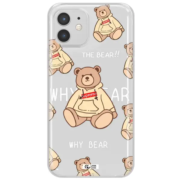 A Pattern Of A Teddy Bear Apple Iphone 12 Clear Tpu Case
