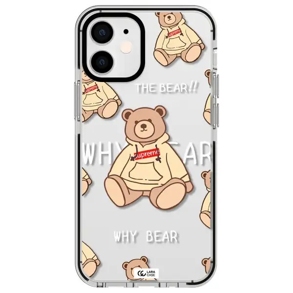a pattern of a teddy bear Apple iPhone 12 mini impact black border Case
