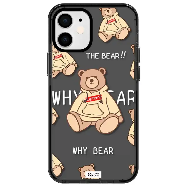 a pattern of a teddy bear Apple iPhone 12 mini impact Smoke Black Case