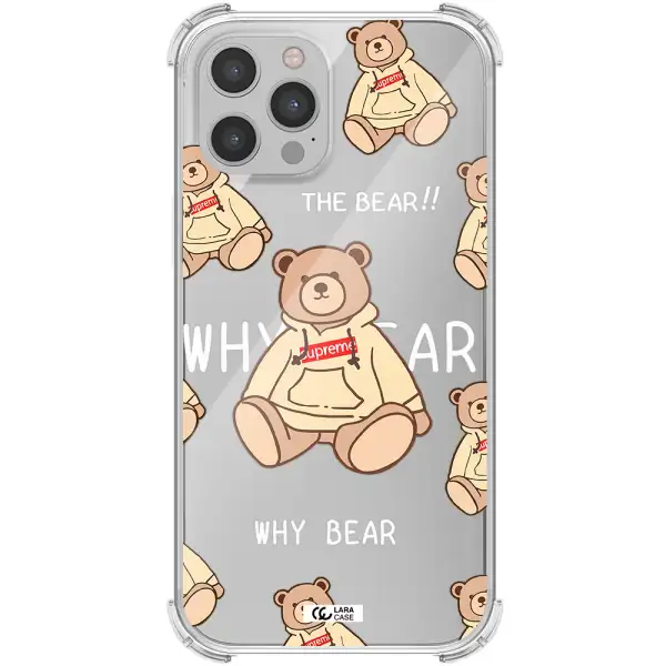 a pattern of a teddy bear Apple iPhone 12 pro Clear PC Case
