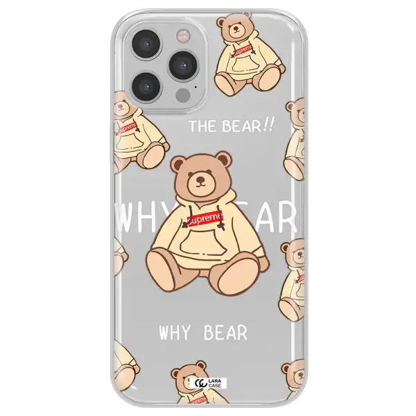 A Pattern Of A Teddy Bear Apple Iphone 12 Pro Clear Tpu Case