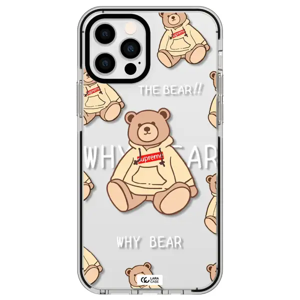 a pattern of a teddy bear Apple iPhone 12 pro impact black border Case