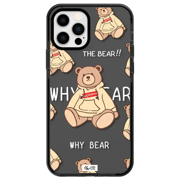 a pattern of a teddy bear Apple iPhone 12 pro impact Smoke Black Case