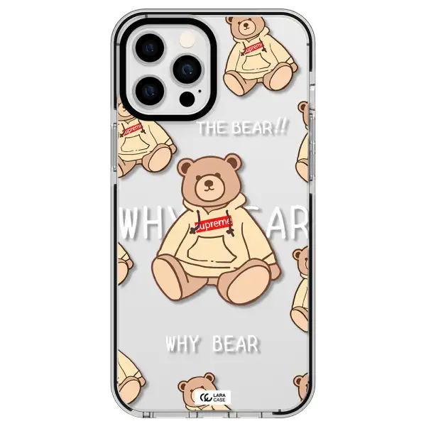 a pattern of a teddy bear Apple iPhone 12 pro max impact black border Case