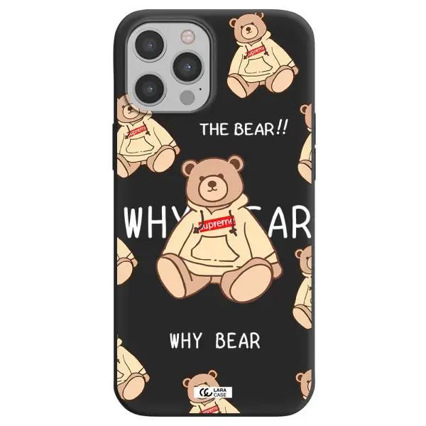 a pattern of a teddy bear Apple iPhone 12 pro max Silicone black Case