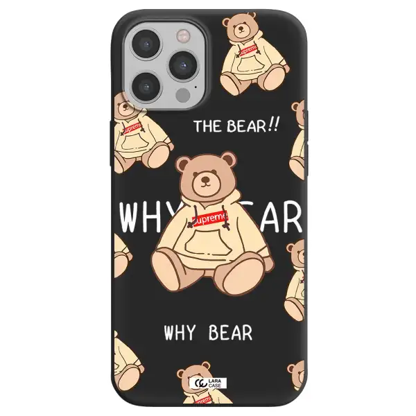 a pattern of a teddy bear Apple iPhone 12 pro Silicone black Case