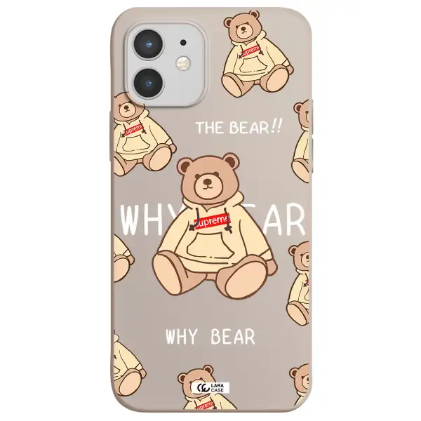 a pattern of a teddy bear Apple iPhone 12 Silicone Stone Case