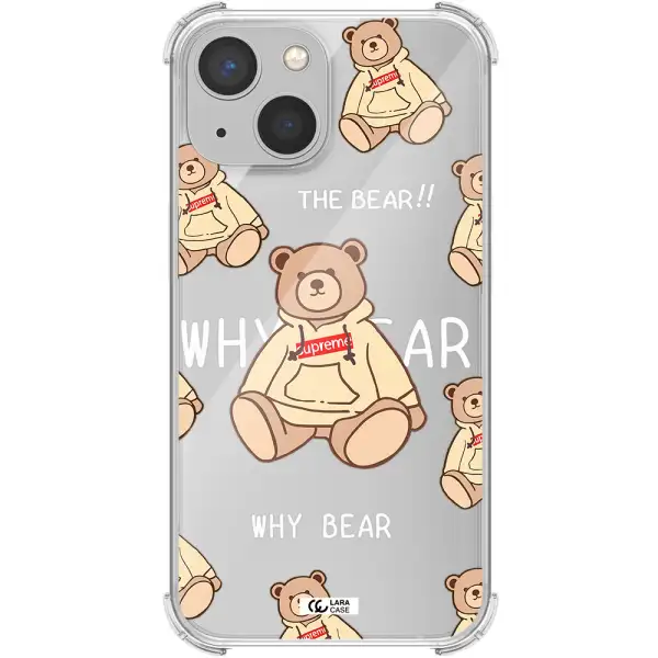 a pattern of a teddy bear Apple iPhone 13 mini Clear PC Case
