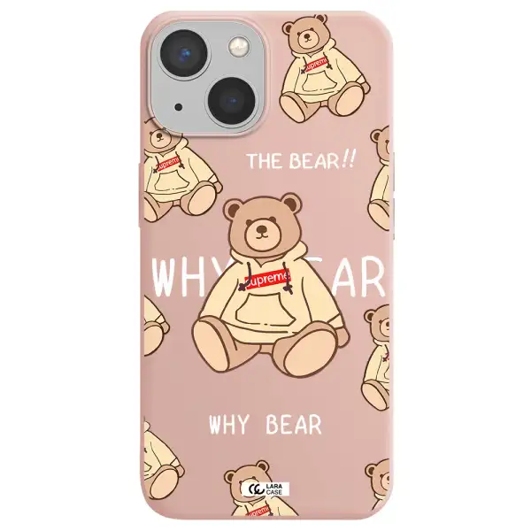 a pattern of a teddy bear Apple iPhone 13 mini Silicone pastel pink Case