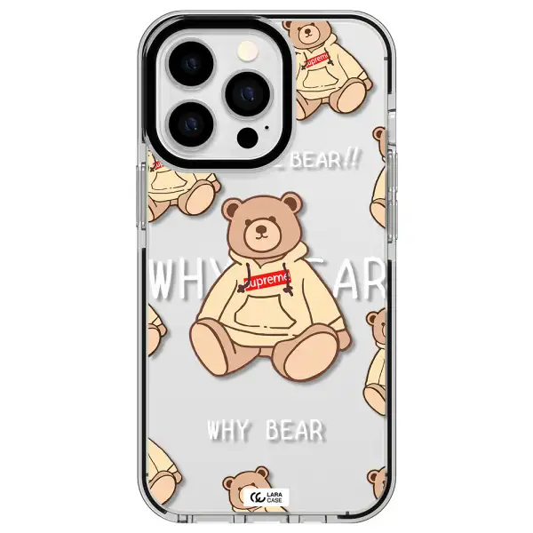 a pattern of a teddy bear Apple iPhone 13 Pro impact black border Case