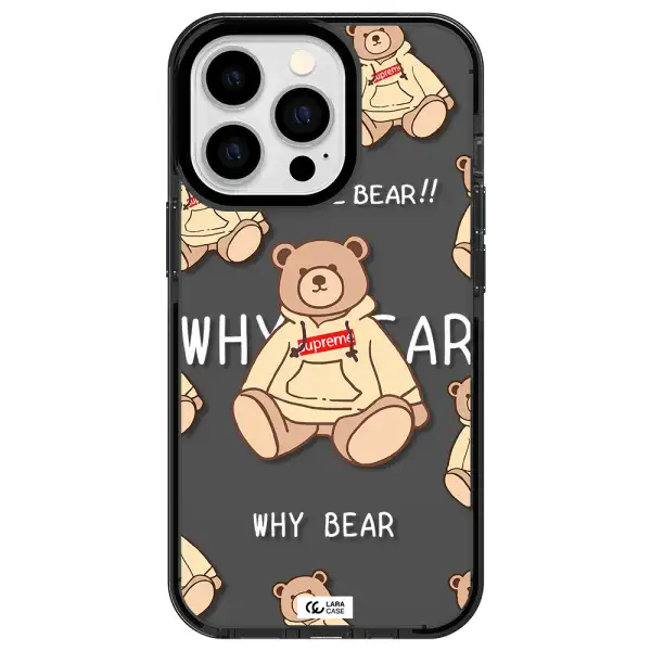a pattern of a teddy bear Apple iPhone 13 Pro impact Smoke Black Case