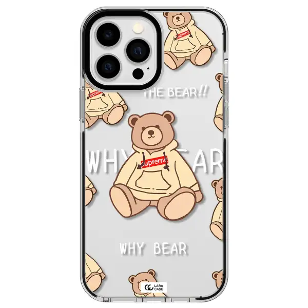 a pattern of a teddy bear Apple iPhone 13 Pro Max impact black border Case